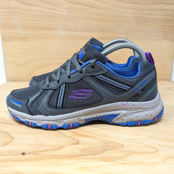 Skechers Hillcrest Size 7.5 Womens Shoes Gray Blue Chic Trail Running Hiking - Picture 3 of 7